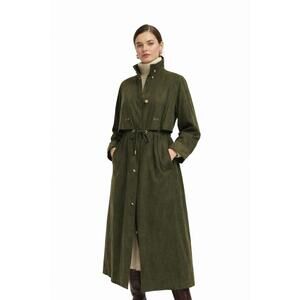 Vintage Fleet Street Suede Trench Coat Olive Green Removable Lining Old Money